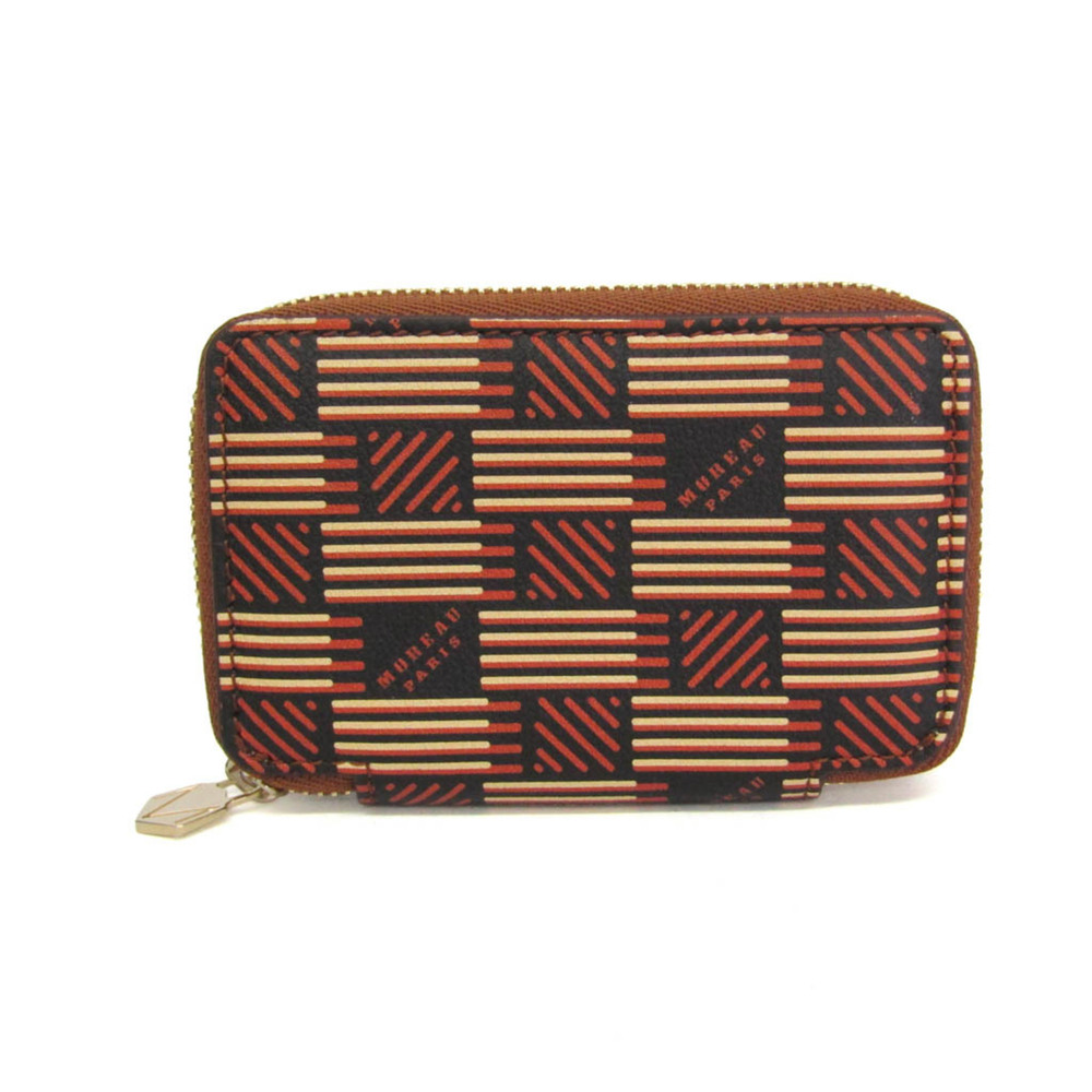 Moreau Zip Mini Wallet Men,Women Leather Coin Purse/coin Case Brown,Cream